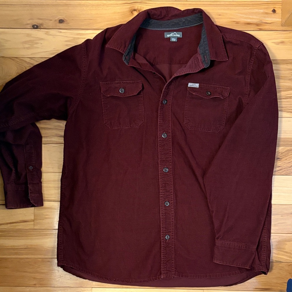 Eddie Bauer Men's Long-Sleeve Button Shirt Shirt — Burgundy (XL)